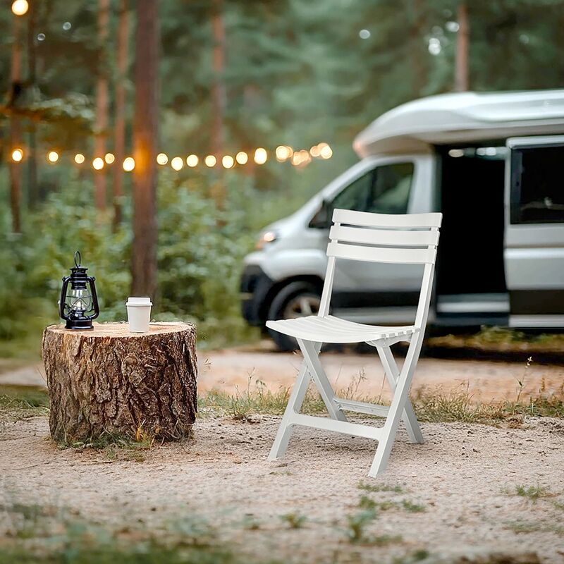 hjh LIVING Outdoorstuhl Klappstuhl Gartenstuhl Campingstuhl Weiß Kunststoff - 4064323107217