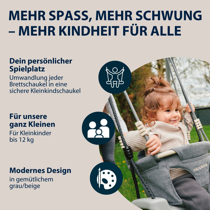 HUDORA Schaukelaufsatz grau für Kinder 1-2 Jahre Indoor Outdoor bis 12 kg - 4005998721032