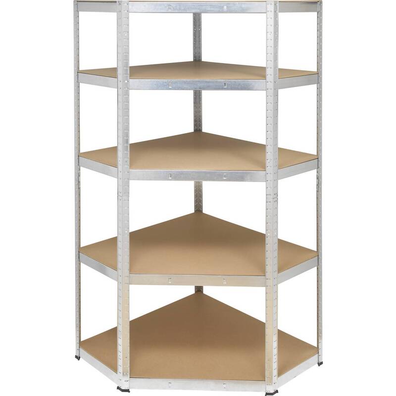 Toolcraft Lagerregal-Eckmodul Metall 175 kg 5 Böden 70x70cm verzinkt silber Ecke - 4064161199764