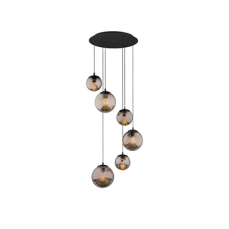 Euluna Hängeleuchte Smoky mit Glasschirmen Pendelleuchte Hängelampe Lampe 6-flg. - 10014062