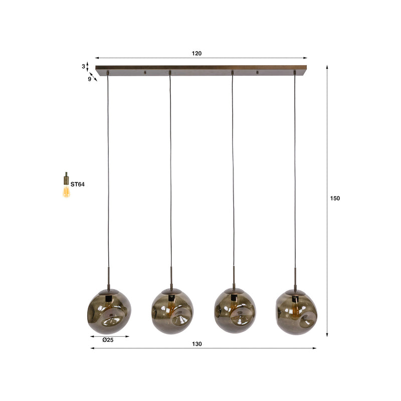 Hängeleuchte Stellar LED Pendelleuchte dimmbar 4-flammig braun 130cm E27 IP20 - 8713244174575