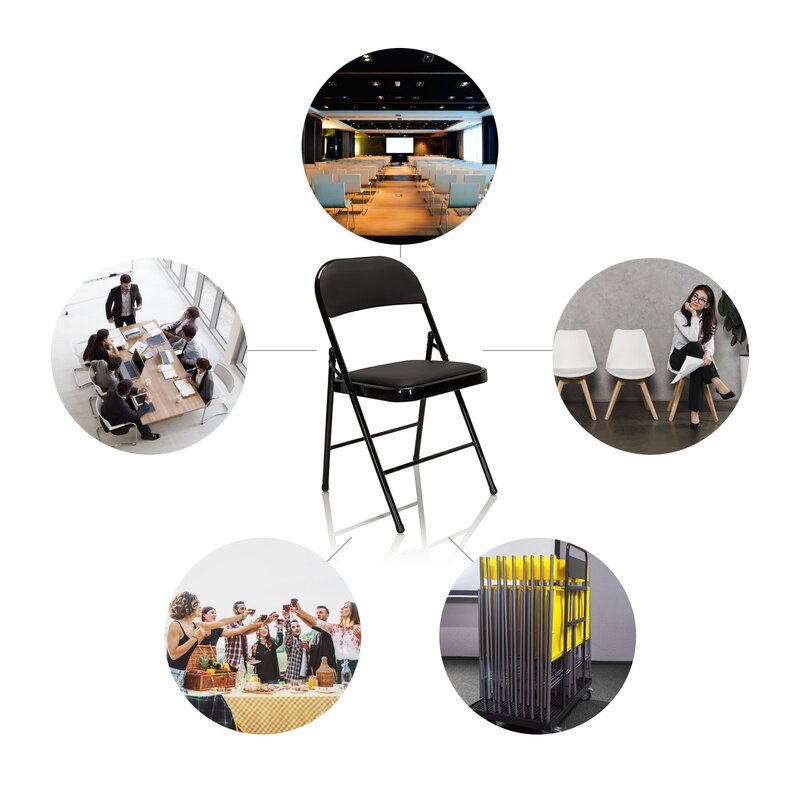 hjh OFFICE Konferenzstuhl Klappstuhl Besucherstuhl schwarz Kunstleder 4er Set737 - 4251084696825