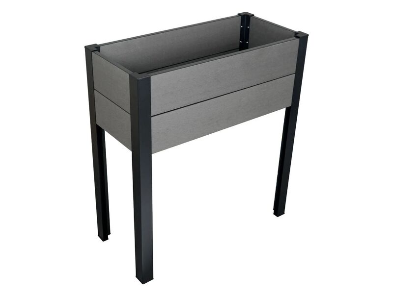 WPC Balkonhochbeet Pflanzbeet Grau Schwarz 88cm x 80cm x 35cm UV-beständig - 4007874568342