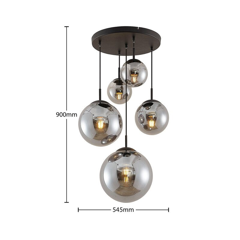Lindby Hängeleuchte Teeja LED Pendelleuchte dimmbar 5-flg. grau Ø50cm 30cm - 4251911746068