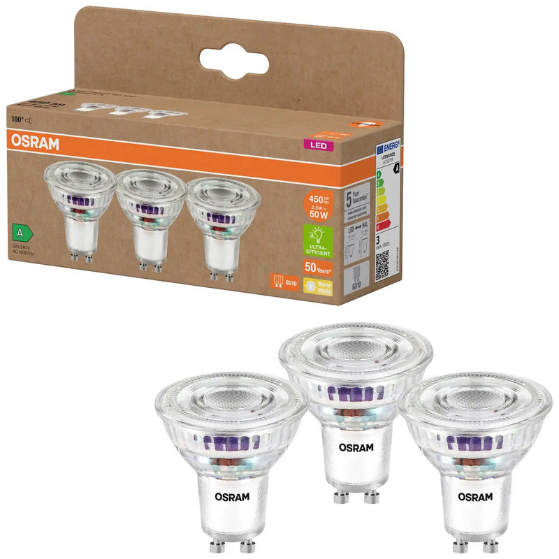 OSRAM HOMELIGHTING LED Reflektorlampe GU10 2.5W warmweiß 450 Lumen 3er Set 50mm - 4099854277900