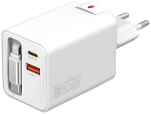 B-Ware 4smarts Netzladegerät Ladegerät USB-C GaN Flex Jojo Kabel weiß Reiseadapter 65 W