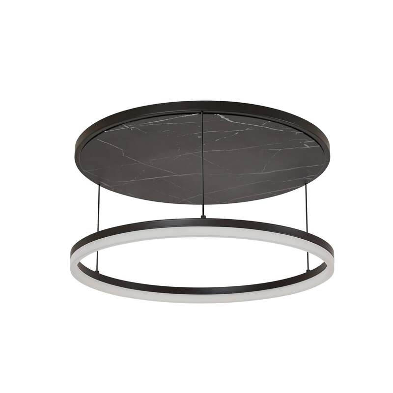 Lucande Deckenleuchte Deckenlampe LED Lampe Orven Schwarz Marmor Dimmer Ø 50 cm - 4255830900754