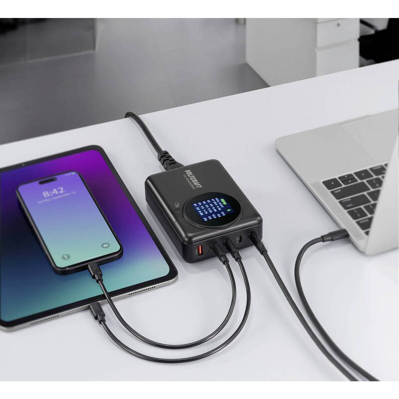 VOLTCRAFT UC-4C1A240W01 USB Ladegerät 240W 4x USB-C 1x USB-A Schwarz GaN - 4064161472294