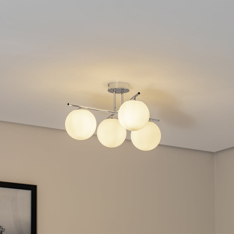 Domiluce Aurora Deckenleuchte Lampe chrom Glas E14 4-flammig Ø 50 cm weiß Metall - 5905563002872