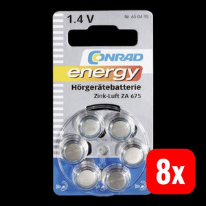 8x B-Ware Conrad energy Knopfzelle ZA675 1.4V Zink-Luft 630mAh 6 Stück Batterie Zelle