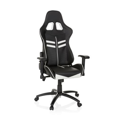 hjh OFFICE Chefsessel Racingstuhl schwarz mit Appuie-tête und Metallgestell - 4251084656911