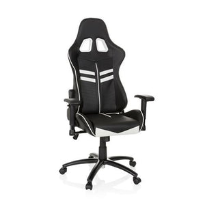 C-Ware hjh OFFICE Chefsessel Racingstuhl schwarz mit Appuie-tête und Metallgestell
