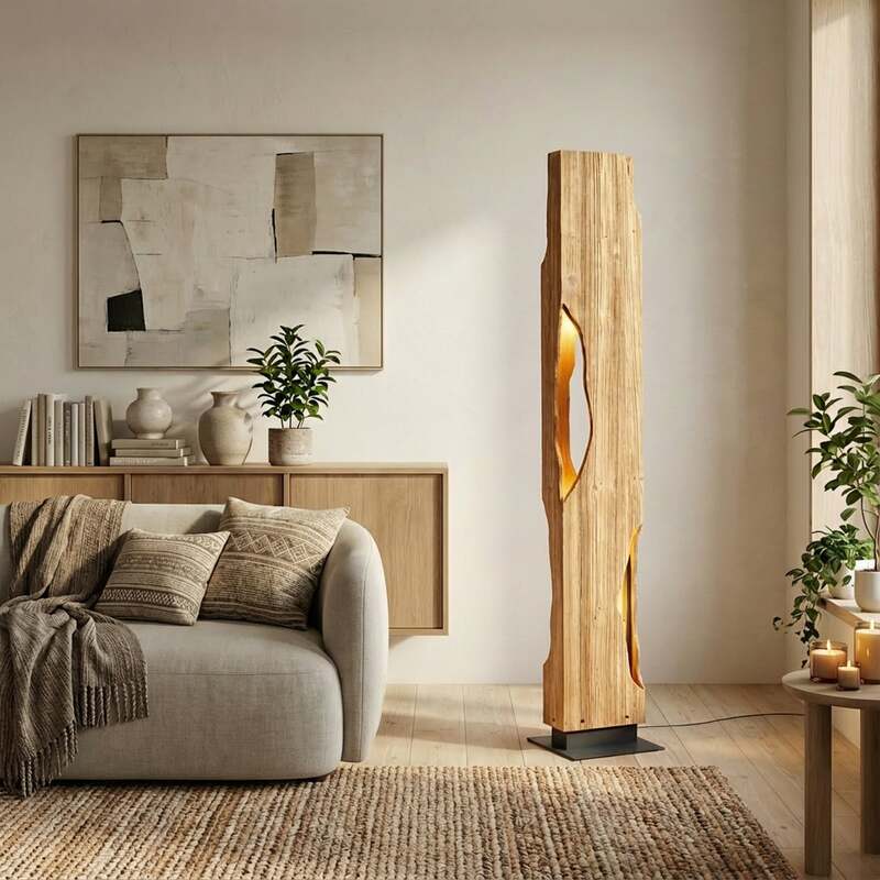 Lucande Stehleuchte Standlampe Holz Tarry Leuchte Schalter Kabel Ingo Thiele - 4255830906237