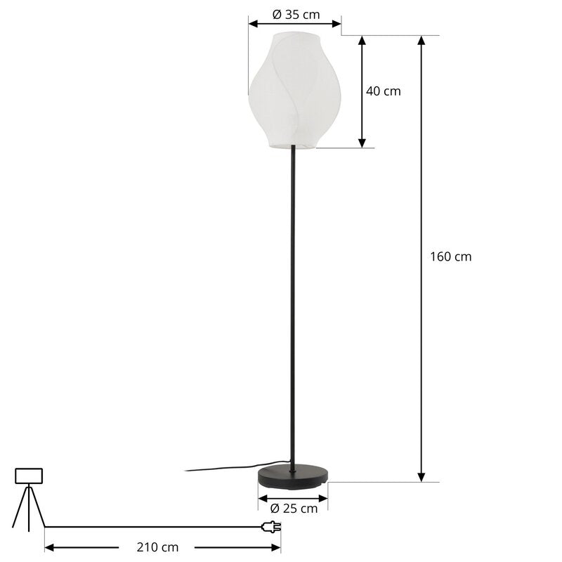 Lucande Stehleuchte Stehlampe Tovina Textil weiß Höhe 165 cm Wohnzimmerlampe - 4255830901133