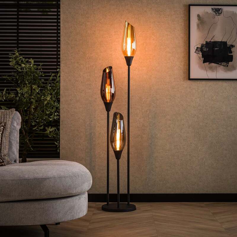 Stehlampe Mixture 168cm 3-flammig Lampe Leuchte bunt transparent schwarz Glas - 8713244076909