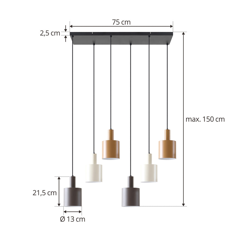 Lindby Hängelampe Hängeleuchte Ovelia LED Pendelleuchte dimmbar braun 6-flammig - 4251911775280