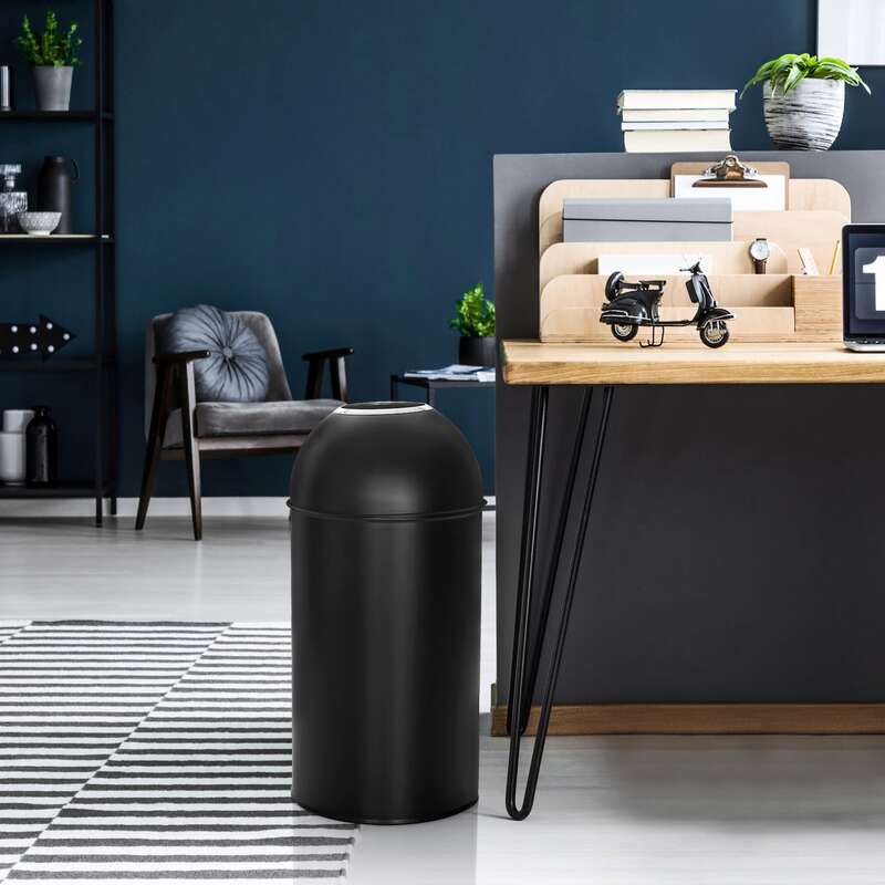 hjh OFFICE Abfallsammler Mülleimer CLEAN OR 50L schwarz matt Inneneimer Metall - 4064323035824