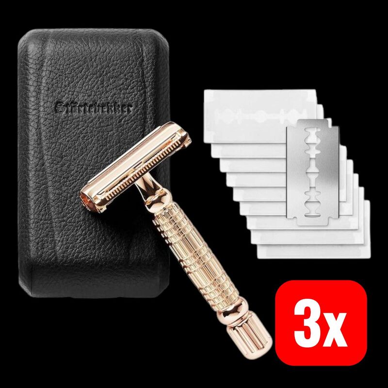 Störtebekker Rasierhobel Herrenrasierer Rasierer 10 Ersatzklingen rosegold rose - 4260554490016