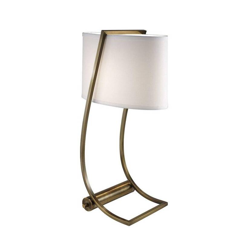 Feiss Tischlampe Schreibtischlampe USB-Port Textil-Lampe Messing - 5024005318903