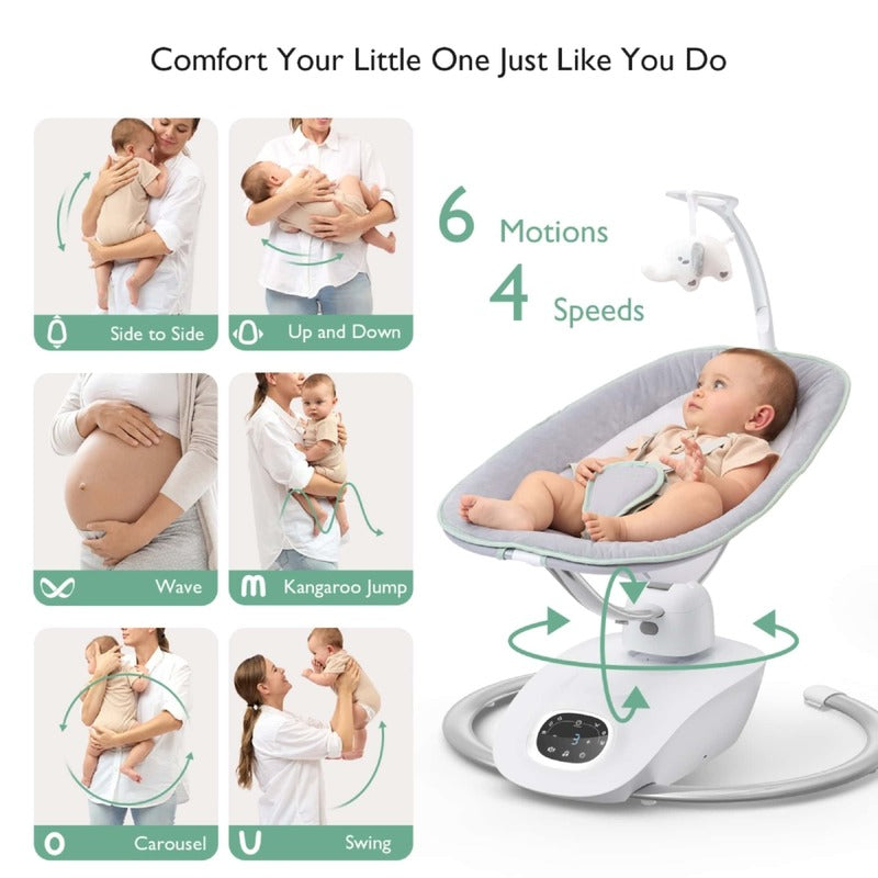 Momcozy Babyschaukel AW001-GR12NB-A 3D Schaukel 6 Bewegungen 4 - 0810123508969