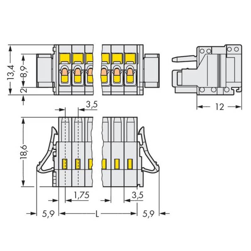 WAGO Buchsengehäuse-Kabel Stecker 734 Pol 8 Rastermaß 3.50mm 734-108/037-000 - 4044918493208