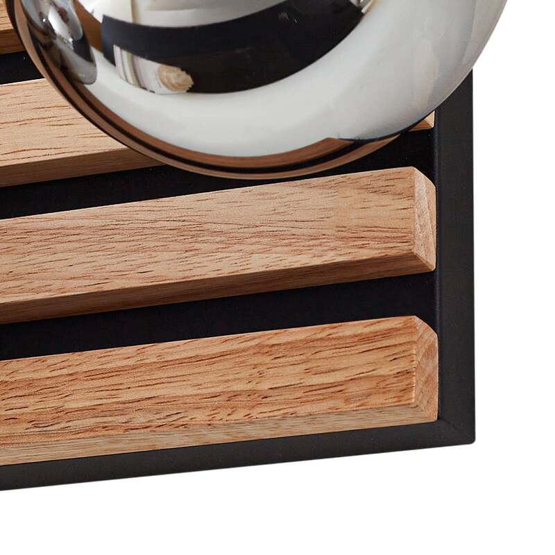 Lindby Wandleuchte Woodora 4-flammig Holz Glas rauchgrau dimmbar 68 cm - 4255830903281