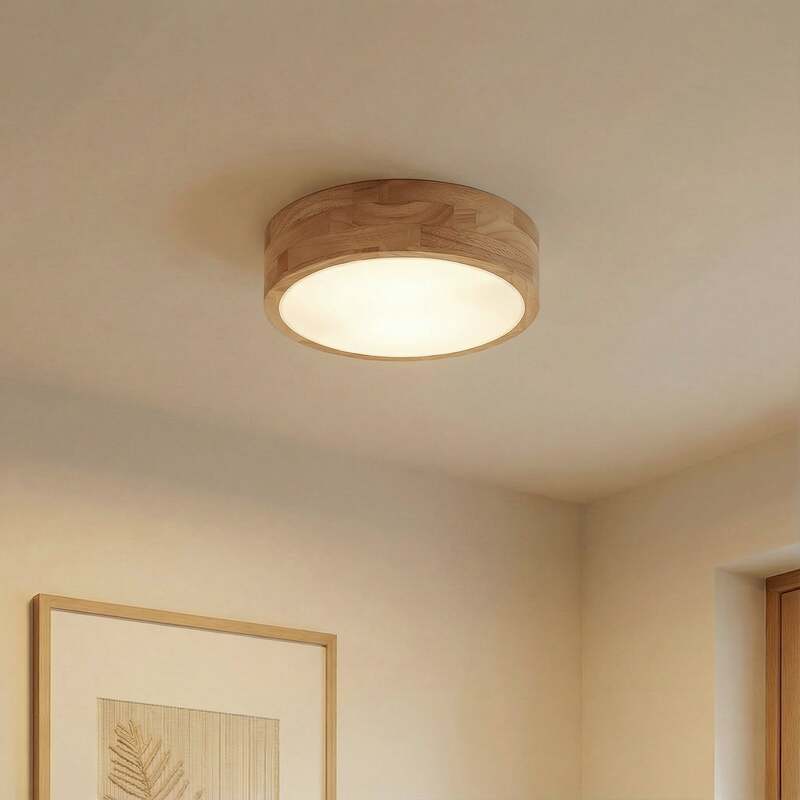 Lindby Deckenlampe Tanju LED Lampe Leuchte dimmbar Holz Ø30cm weiß 2-flg - 4251911729030