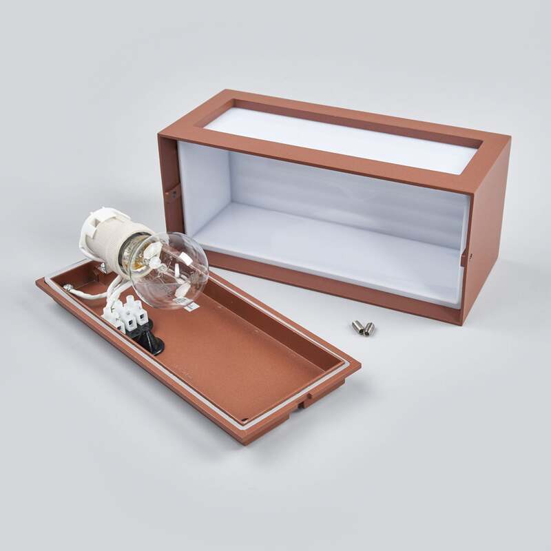 SLV Außenwandleuchte Box L E27 Gartenleuchte Lampe rostbraun IP44 25x11cm Licht - 4024163129381