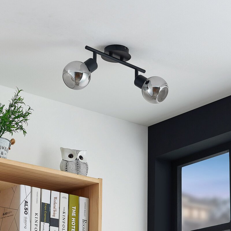 Lindby Deckenstrahler Eridia LED dimmbar schwarz rauchgrau 2-flammig 940 Lumen - 4251911728330