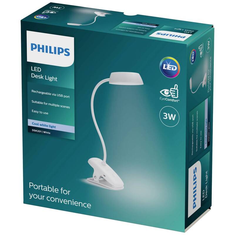 Philips USB-Leuchte LED Klemmleuchte DSK201 3W neutralweiß Metall weiß 4000K - 8719514396890