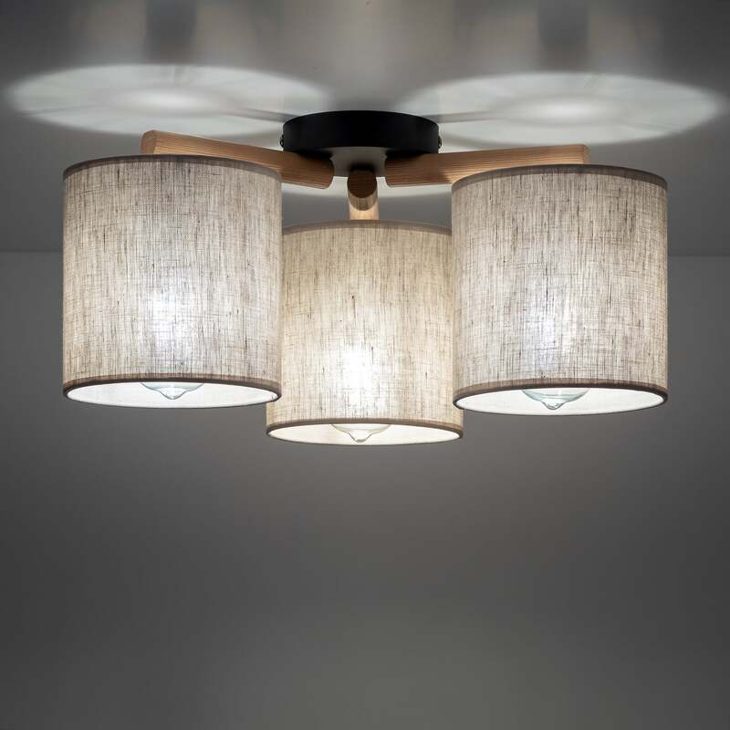 TK Lighting Deckenlampe Lampe Synonym Deva Textil Baumwolle Holz beige schwarz - 5901780568658