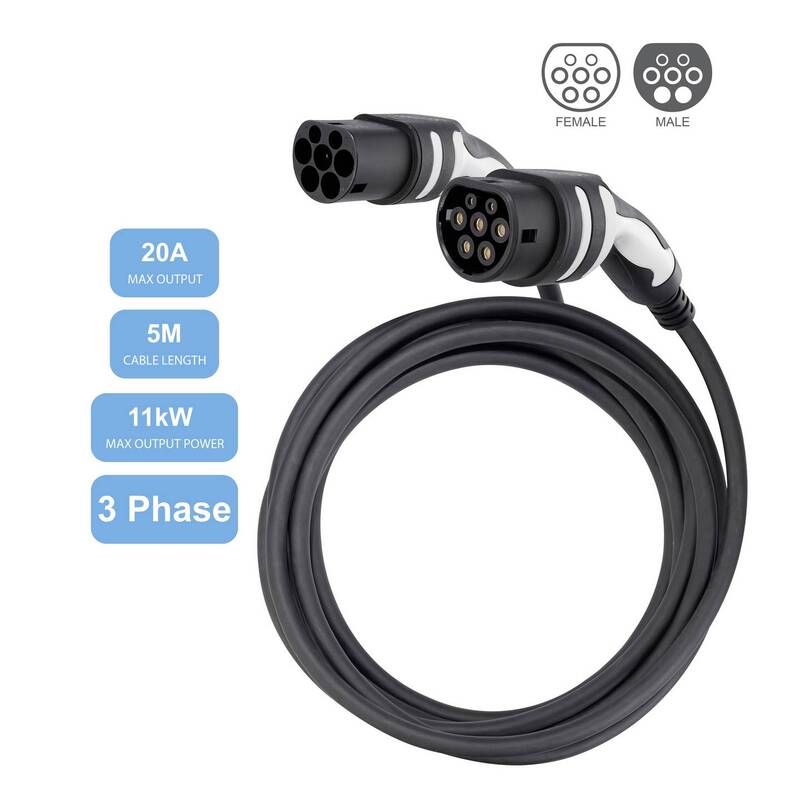 Sygonix eMobility Ladekabel Typ 2 5m 3phasig IP65 für Außenbereich 11kW 20A - 4064161292618