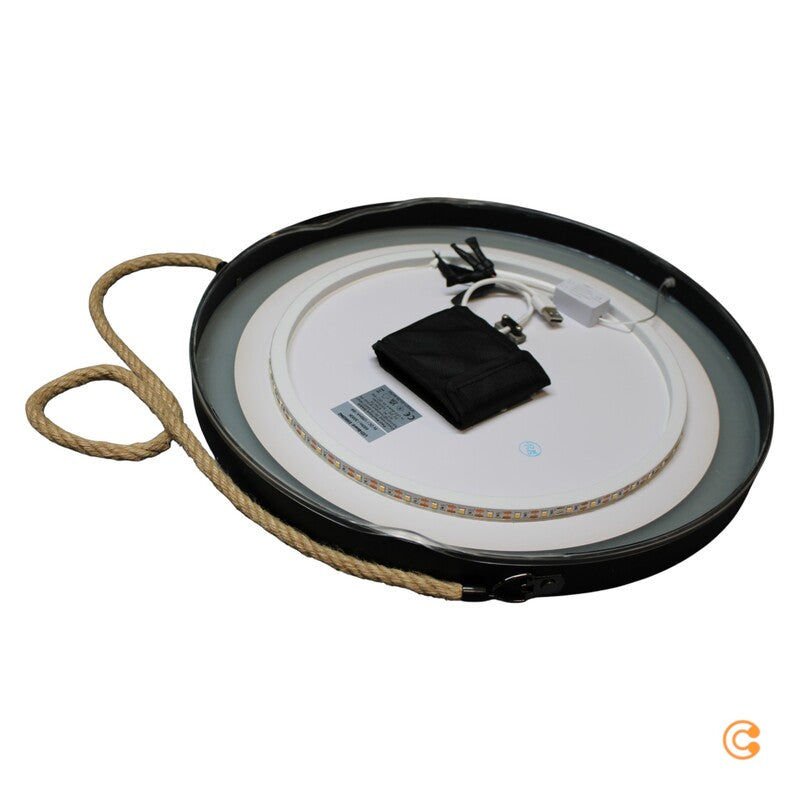 Paul Neuhaus Wandspiegel Spiegel LED Vidro Powerbank schwarz hängend Glas Metall - 4012248392140