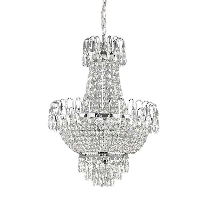 Lindby Kronleuchter Hängeleuchte Casparia LED Lampe Kristall chromfarben 62cm - 4251096509366