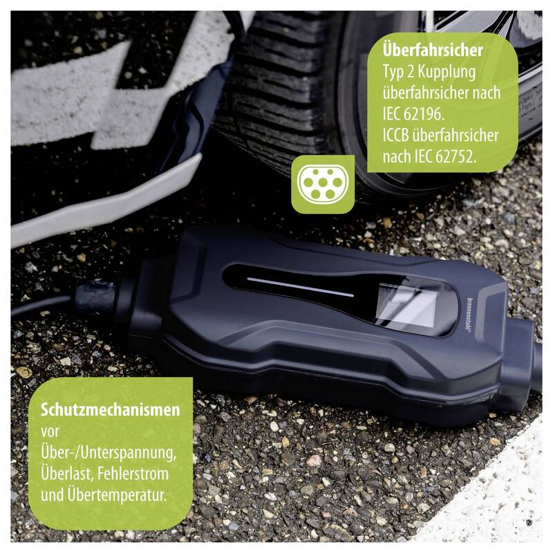 Brennenstuhl EV-Ladestation Typ 2 Mode 2 10A 2 Anschlüsse 2,3kW IP55 8m Kabel - 4007123693108