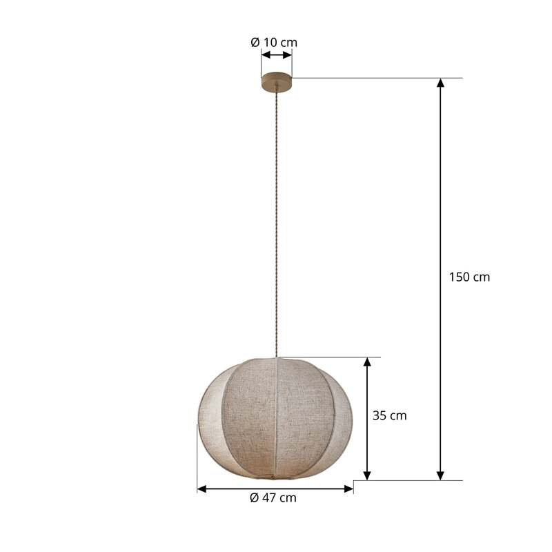 Lindby Hängeleuchte Pendelleuchte Elfie Textil Leinen beige E27 47 cm - 4255830906503