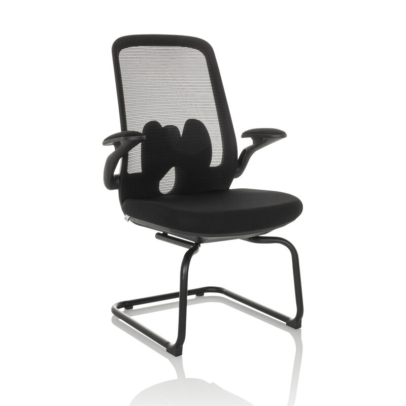 hjh OFFICE Besucherstuhl Freischwinger Stuhl MIKO VB Netz Stoff schwarz Stuhl526 - 4064323037545