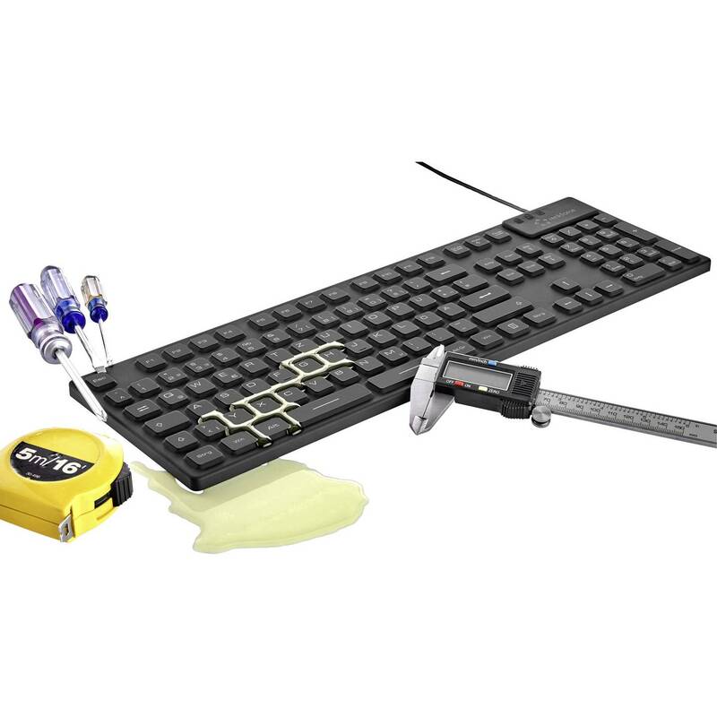 Renkforce USB Tastatur QWERTZ Silikonmembran vollversiegelt IP68 schwarz 1,80m - 4053199571611