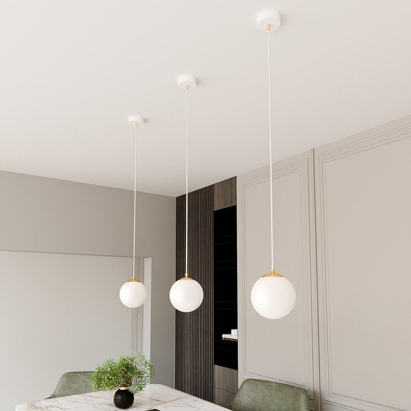 EMIBIG Pendelleuchte Hängeleuchte Royal Glas weiß E14 LED 1-flammig dimmbar - 5901738926134
