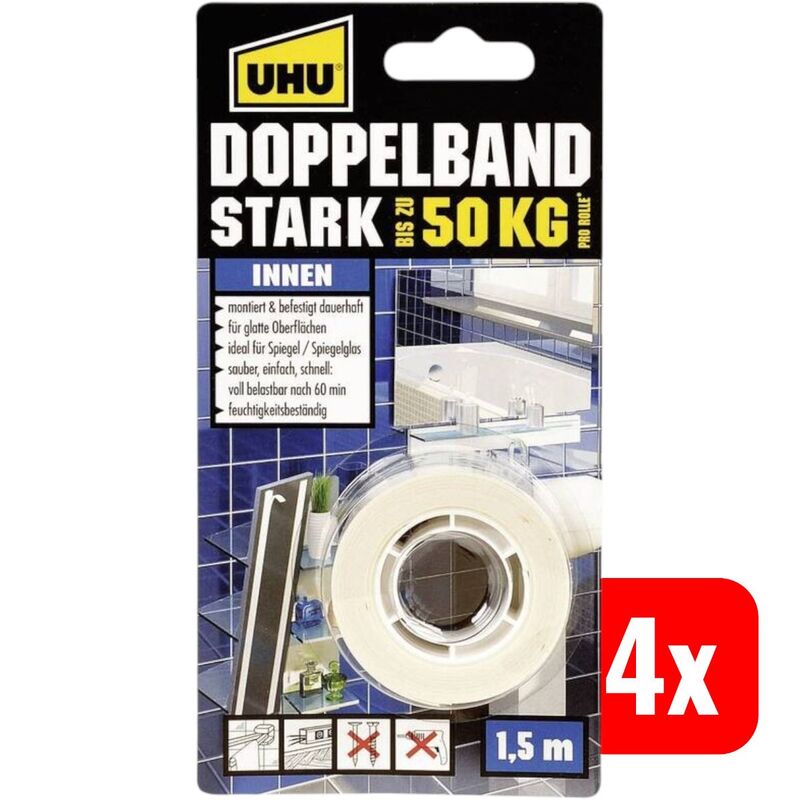 UHU Doppelseitiges Klebeband hohe Klebkraft 1,5m x 19mm für Dekorationen 1 St. - 4026700468557
