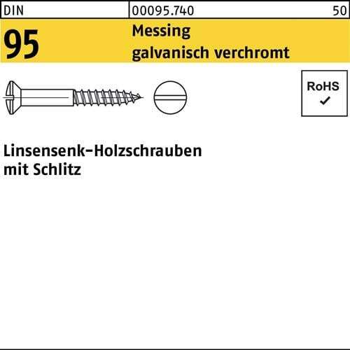 Reyher Holzschraube DIN 95 LIKO Schlitz 3 x 30 mm Messing verchromt 200 Stück - 4043952034353