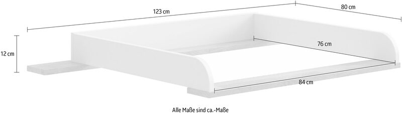 Paidi Wickelaufsatz Aufsatz Kommode Theo schmal schiefergrau Eiche geschlossen - 4250004672932