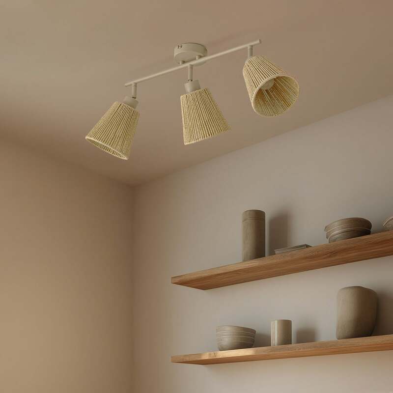 Lindby Deckenstrahler Anuva LED dimmbar 3-flammig beige Papier 72,5cm 13cm Licht - 4255830903700
