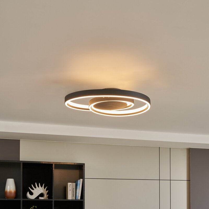 Lindby Deckenleuchte Deckenlampe LED Erlinik Schritt dimmbar schwarz - 4251911760095