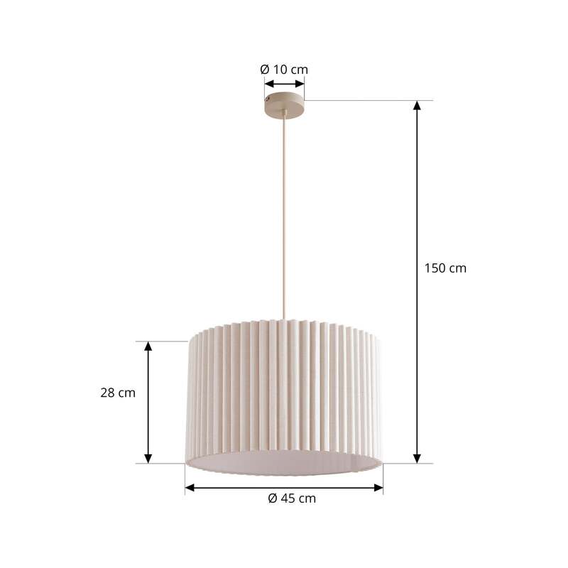 Lindby Hängeleuchte Libbie 45 cm creme Textil dimmbar E27 15 W IP20 - 4255830903670