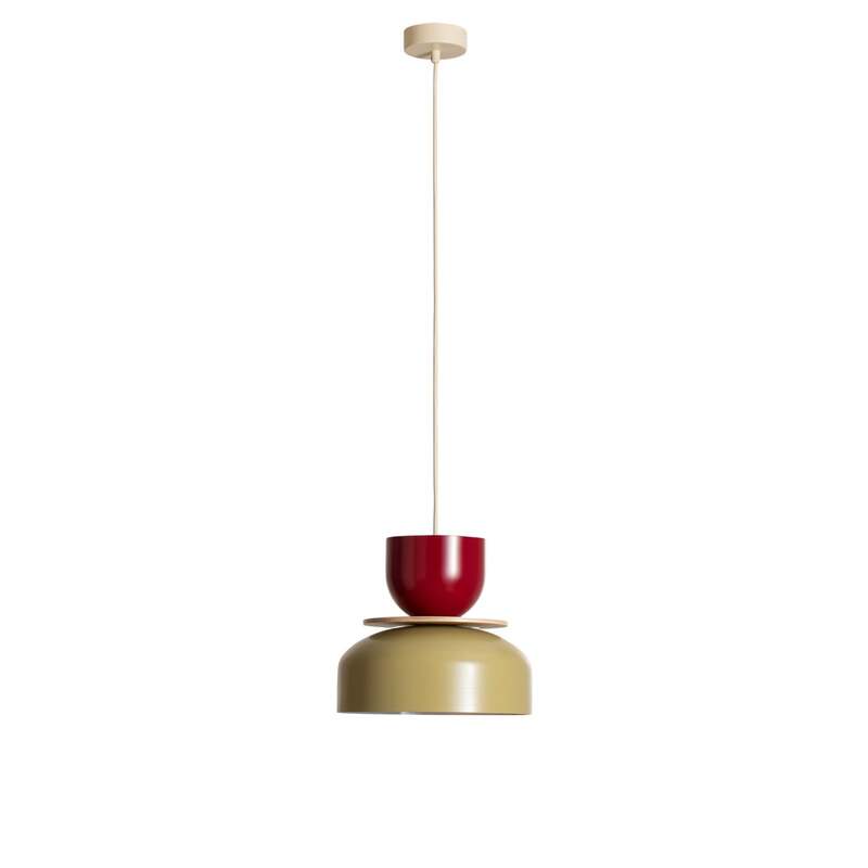 Hängeleuchte Uto beige rot 30 cm dimmbar E27 Aldex Metall satiniert - 5904798659066