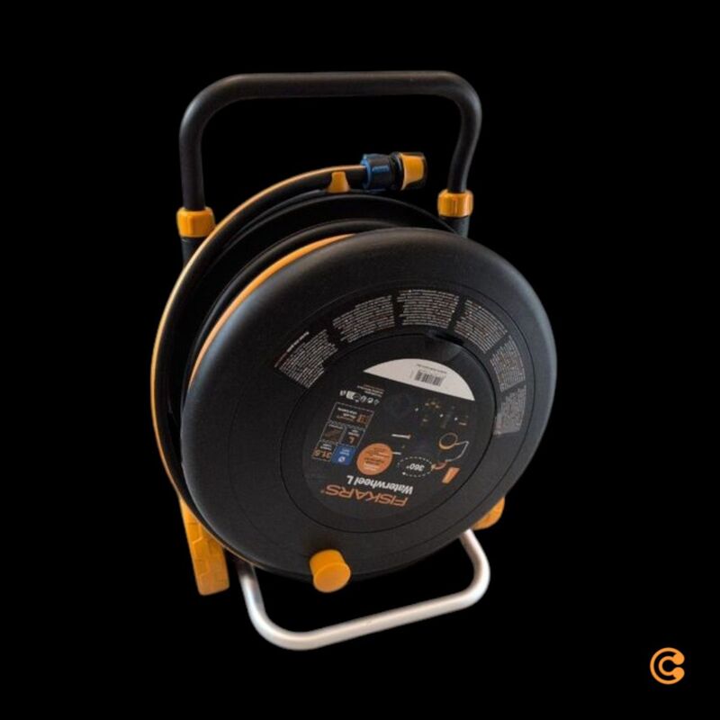 Fiskars Schlauchwagen Comfort Waterwheel L 30m 13mm drehbar Zubehörfach schwarz - 6411501512840