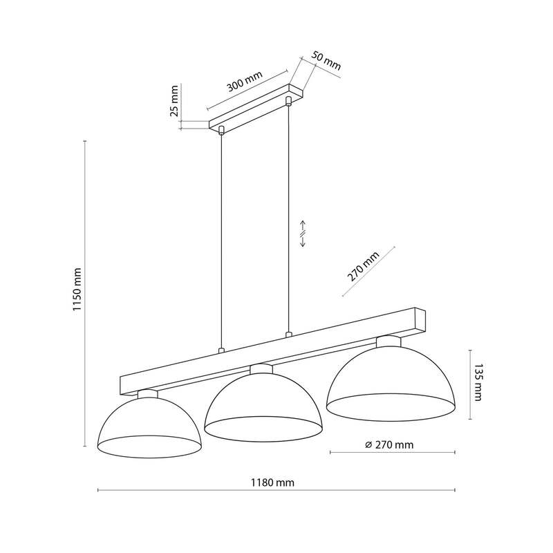 TK-Lighting Hängeleuchte Oslo sandfarben 3-flammig LED Pendelleuchte 118cm lang - 5906135110124