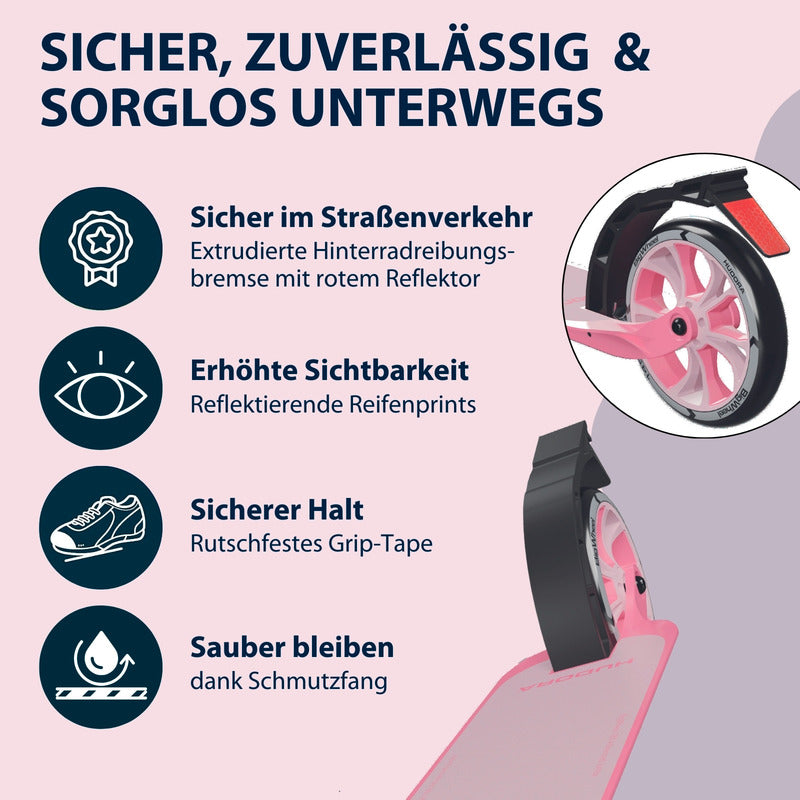 HUDORA 180 AdvancedJunior rosé Roller City-Roller Kinderroller Klapproller - 4005998142240