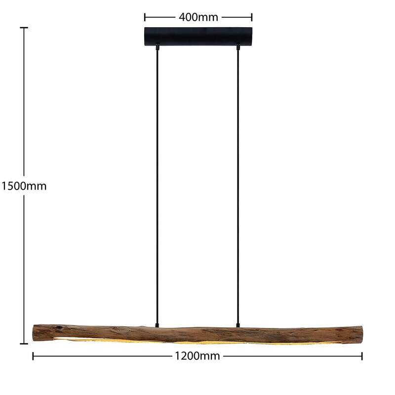 Lindby Hängeleuchte Nekala LED dimmbar Eukalyptusholz 120cm Pendelleuchte Lampe - 4251096597868